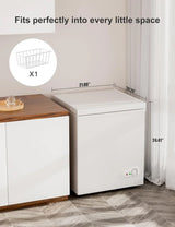 7.0 Cu Ft Chest Freezer - Energy Efficient & Quiet Mini Freezer with Adjustable Thermostat - Compact Deep Freezer for Home, Apartment, and Garage - Removable Basket & Defrost Drain