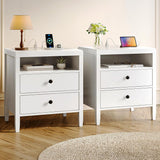 Modern bedside table with black metal finish - 2-piece set