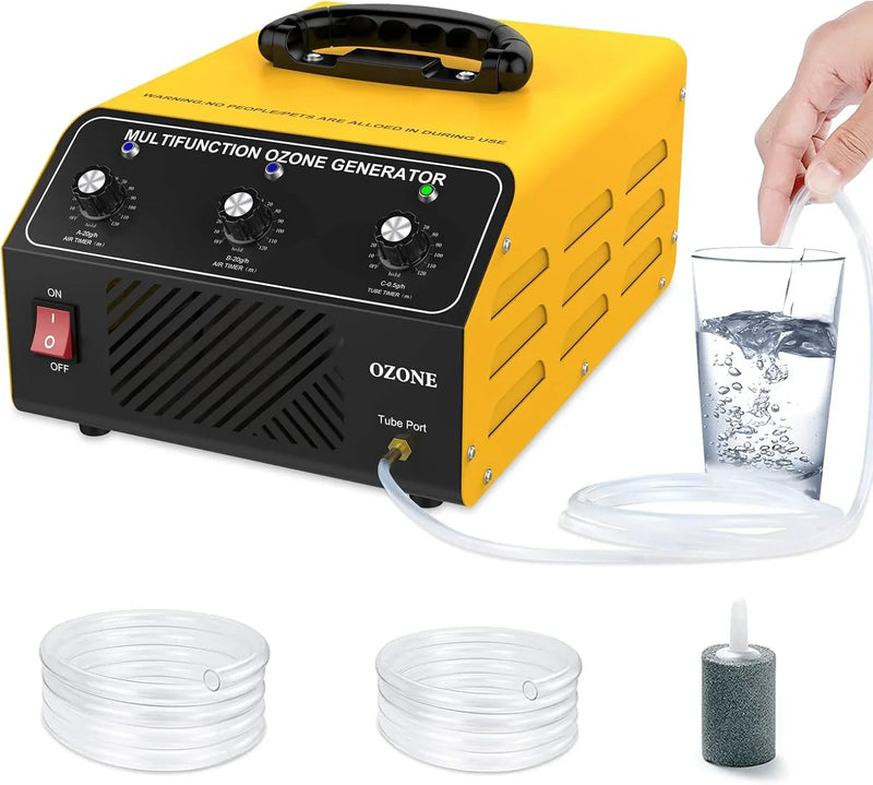 Ozone Generator 40,000 mg/hour, Dual Mode, Professional O3 Odor Eliminator, Equipped with a booster pump, 20,000 mg, 20,000 mg and 500 mg three timing functions, applicable area 7000 square feet, highly suitable for home and car use. K8402