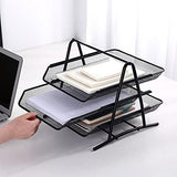 Metal Mesh 2 Tier Document Letter Tray Desk Organizer File Holder Magazine Notebook Organizer Office Supplies
