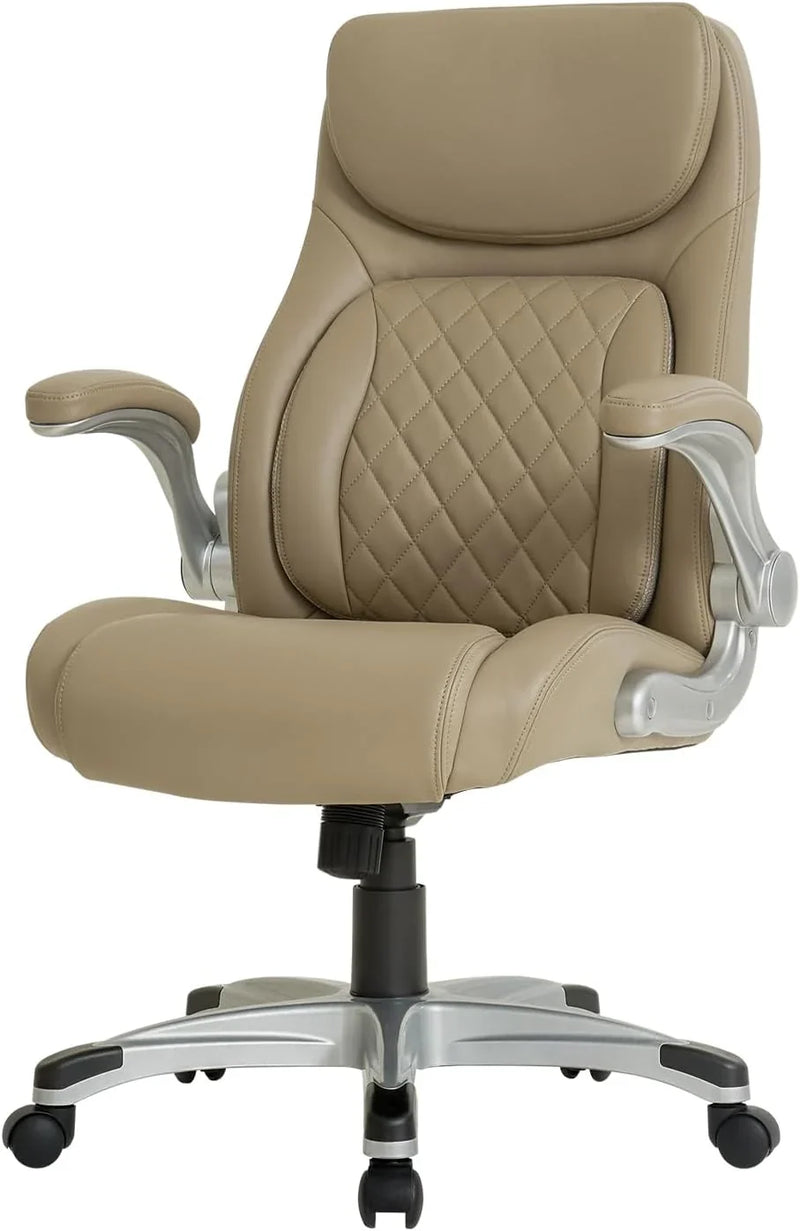 Ergonomic elastic polyurethane leather office chair, high-back modern executive office chair, equipped with 5 adjustable lumbar support cushions, tilting function, and reversible armrests. It is a comfortable home office computer desk chair, in black G448