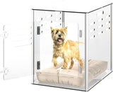 Acrylic dog cage - Clear and transparent dog house - Indoor lockable - High-intensity ventilation dog house - Suitable for small to medium-sized dogs (weighing no more than 45 pounds) - Fashionable transparent dog house cage, 30 inches long, 20 inche