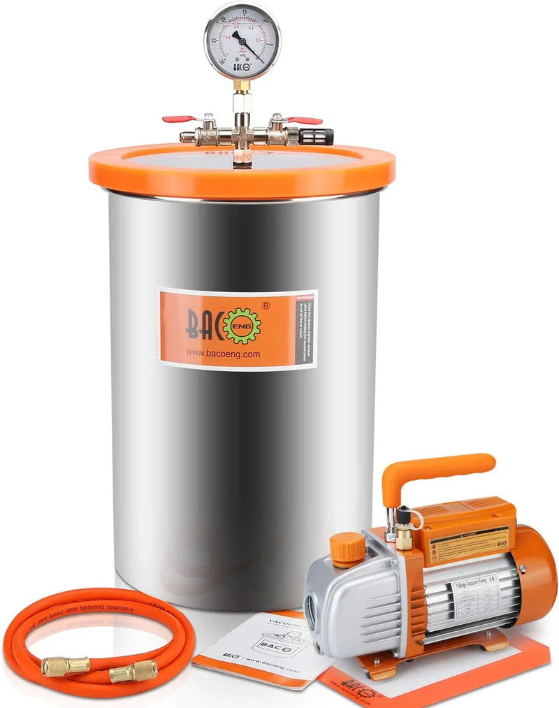 BACOENG 3 Gallon Vacuum Chamber Kit with 3.6 CFM 1 Stage Vacuum Pump HVAC L9038