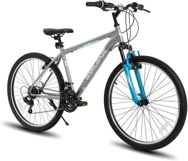 26/27.5 Inch Mountain Bike, Mens Womens MTB with 21 Speeds, High-Tensile Steel Frame, V Brake, Hardtail Bicycle for Adults I6073