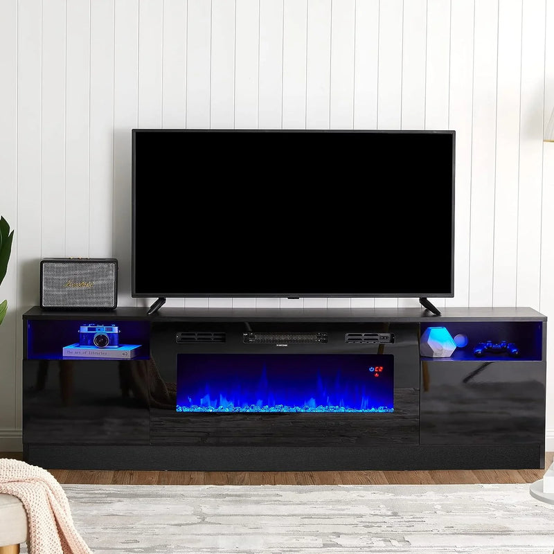 Fireplace TV Stand with 36" Electric Fireplace, LED Light Entertainment Center Y6250