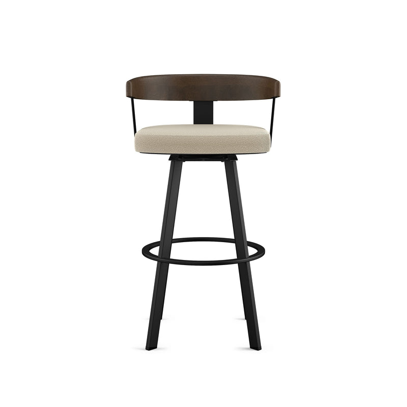 Lars Wood Swivel Bar Stool with Backrest, Black Frame, 30-in W9451