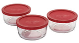 Glass Round Storage Container Set with Lids, 3 Count