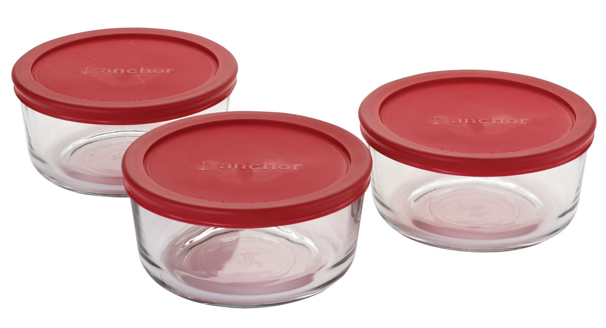 Glass Round Storage Container Set with Lids, 3 Count