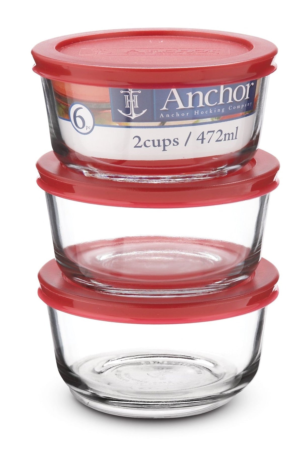 Round Glass Storage Container Set with Lids, 3 Count