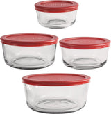 Round Glass Storage Set with Lids, Assorted Sizes, 4 Count