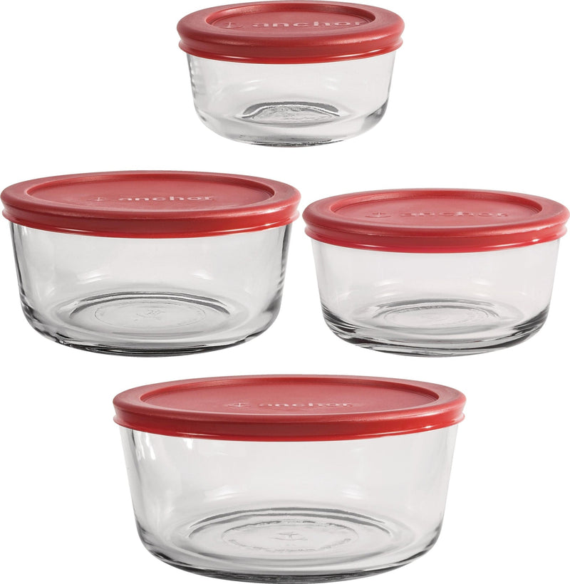Round Glass Storage Set with Lids, Assorted Sizes, 4 Count F3514