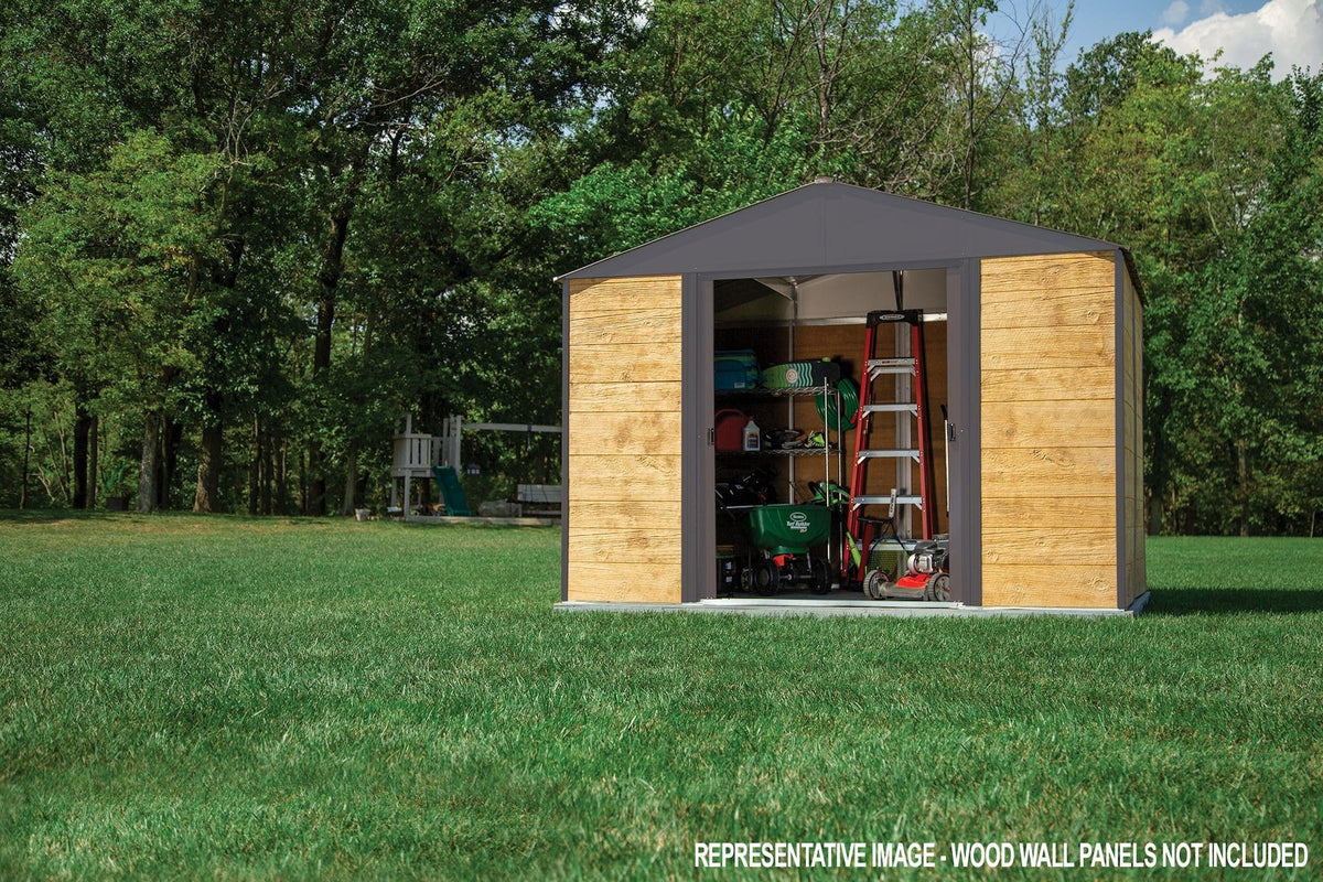 Arrow Ironwood Steel Hybrid Shed Kit, Anthracite, 8-ft x 8-ft