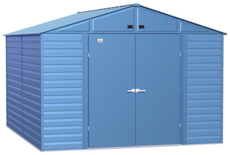 Select Galvanized Steel Storage Shed, Blue Grey, 10-ft x 12-ft M7194