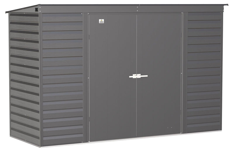 Select Galvanized Steel Storage Shed, Charcoal, 10-ft x 4-ft A5779