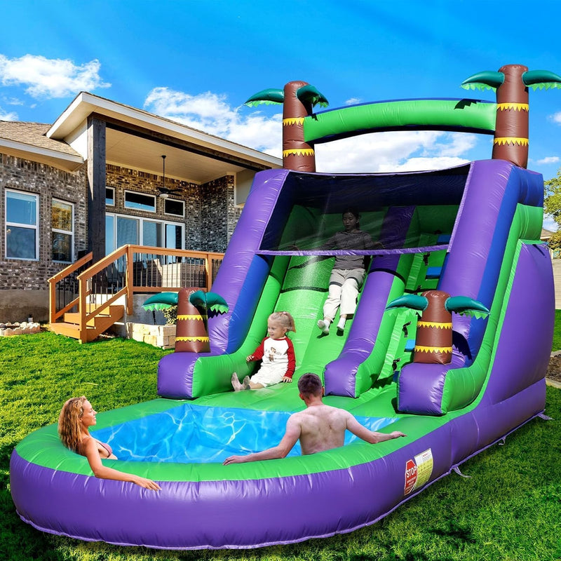21FT(L) Commercial Grade Water Slide for Adults, (Heavy Duty Full PVC) (Big Splash Water Pool), 750w Blower, Inflatable Waterslide for Backyard, Outdoor Park, 21x9x12ft K1236
