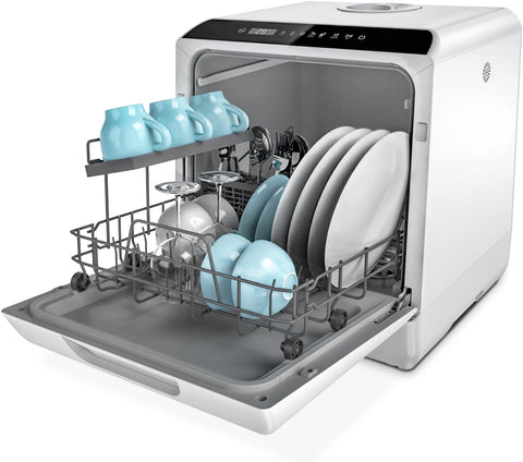 Countertop Dishwasher, 5 Washing Programs Portable Dishwasher With 5-Liter Built-in Water Tank For Glass Door