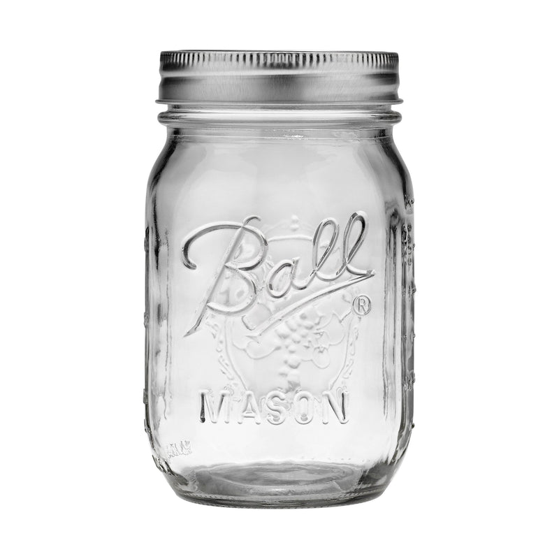 Regular Mouth Pint Glass Mason Jar, 16-oz/473-mL, 8-pk W6876