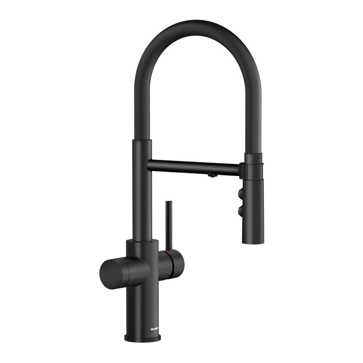 Catris Flexo Filter-Ready Semi-Pro Pull-Down Dual-Spray Kitchen Faucet, Matte Black