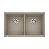Precis 29-in 50/50 Double Bowl Undermount Kitchen Sink, Truffle