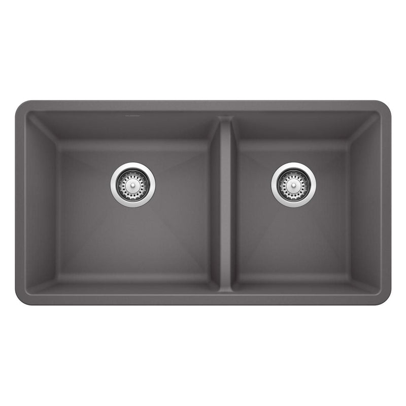 Precis 33-in 60/40 Double Bowl Undermount Kitchen Sink, Cinder E2446