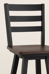 Aaron Oak/Dark Grey Swivel Counter/Bar Stool with Back Rest, 2-pc