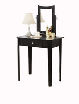 Celah 1-Drawer Black Dressing Table Makeup Vanity Set with Stool and Mirror