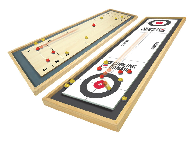 Canada Curling Game, Deluxe Wood 2-in-1 Double Sided Giant Table Top Game Set, 47-in, Ages 6+ I1124