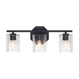 CANVAS Bridgewater 3-Light Vanity Light Fixture with Rippled Glass Shade, Black