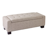 CANVAS Louisa Upholstered Hinge-Top Storage Ottoman/Bench With Padded Seat, Light Grey