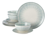 CANVAS Porcelain Dinnerware Set, Serves 4, 12-pc, Sage Green Pad Print