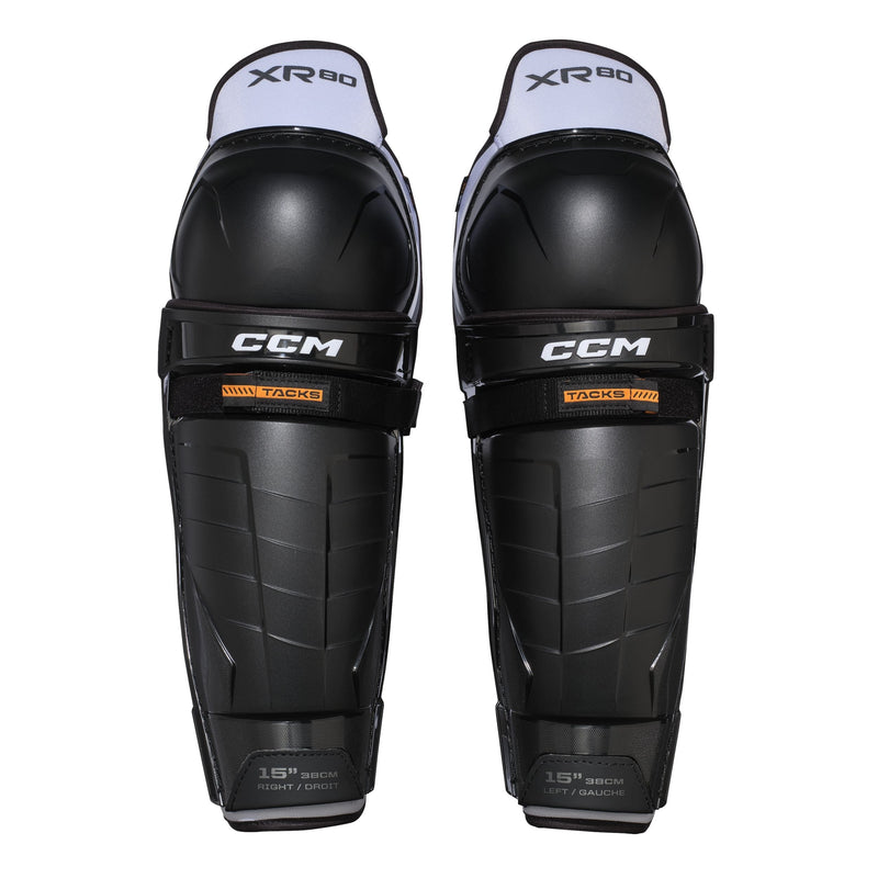 Tacks XR80 Hockey Shin Guards, Junior, Black/White, Assorted Sizes G3906
