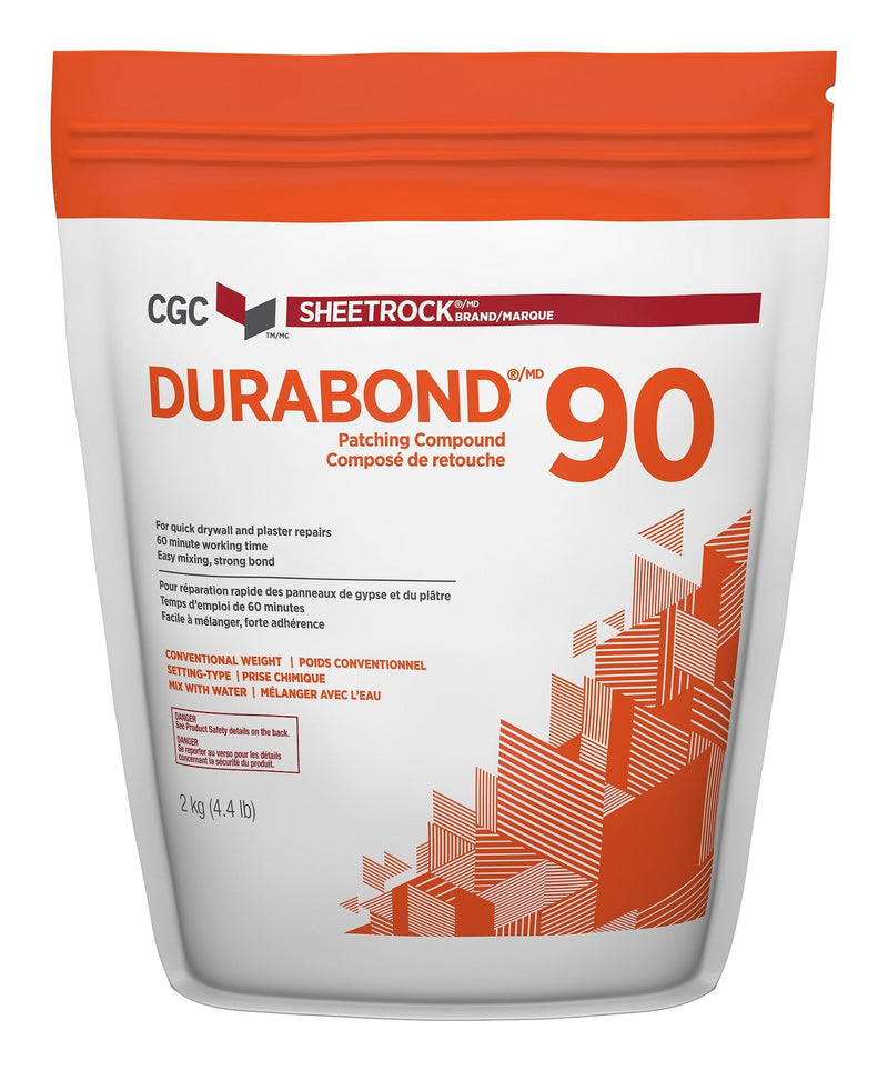 Sheetrock Durabond 90 Minute Drywall & Plaster Repair Compound, Easy-Mix, White, 2-kg B7051