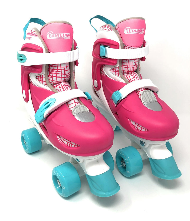 Kids' Adjustable Quad Rollerblades Bundle, Pink V9839
