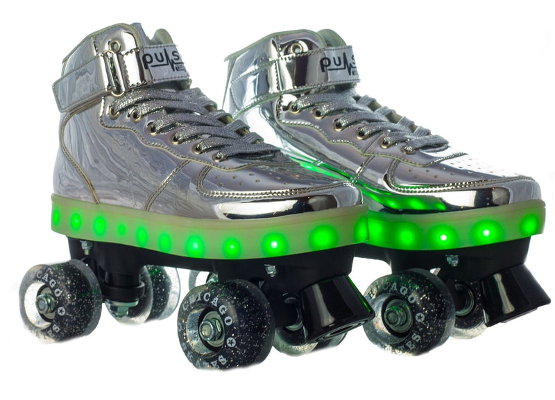 Pulse LED Light Up Rollerskates, Silver P5005