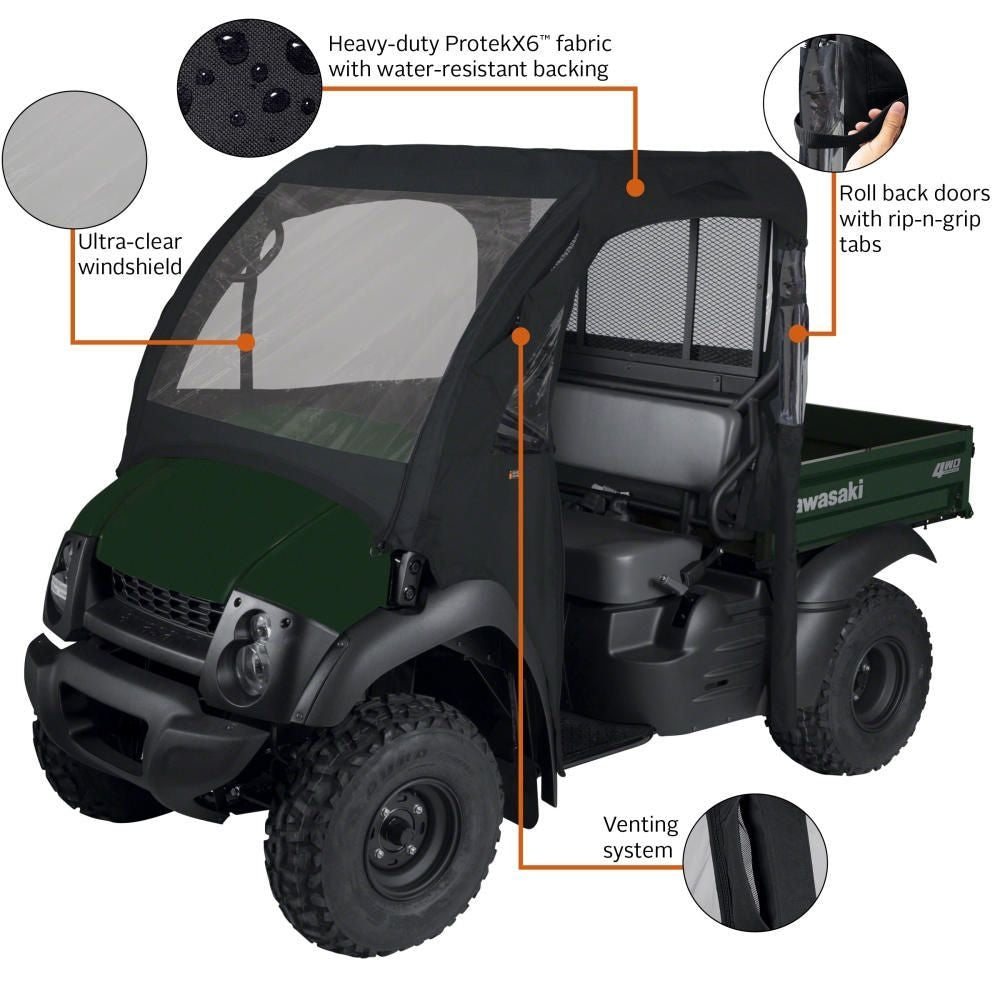 UTV Cab Enclosure, Fits Mule 600 & 610, Black