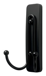 Command Large Double Hook with Adhesive Strips, Matte Black, 4-lbs, 1 Strip per Pack