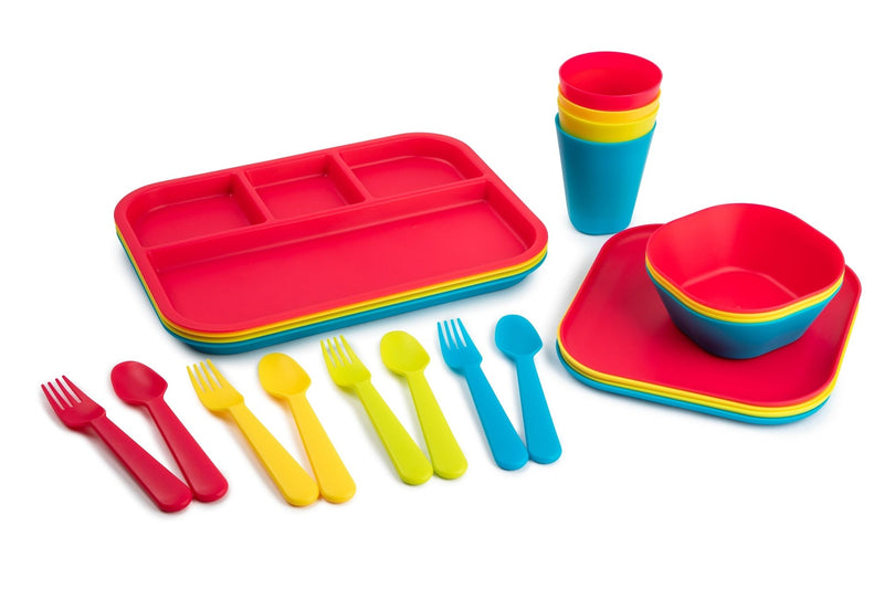 Plastic Kids Tableware Set, BPA Free, 24-pc, Assorted Colours N678