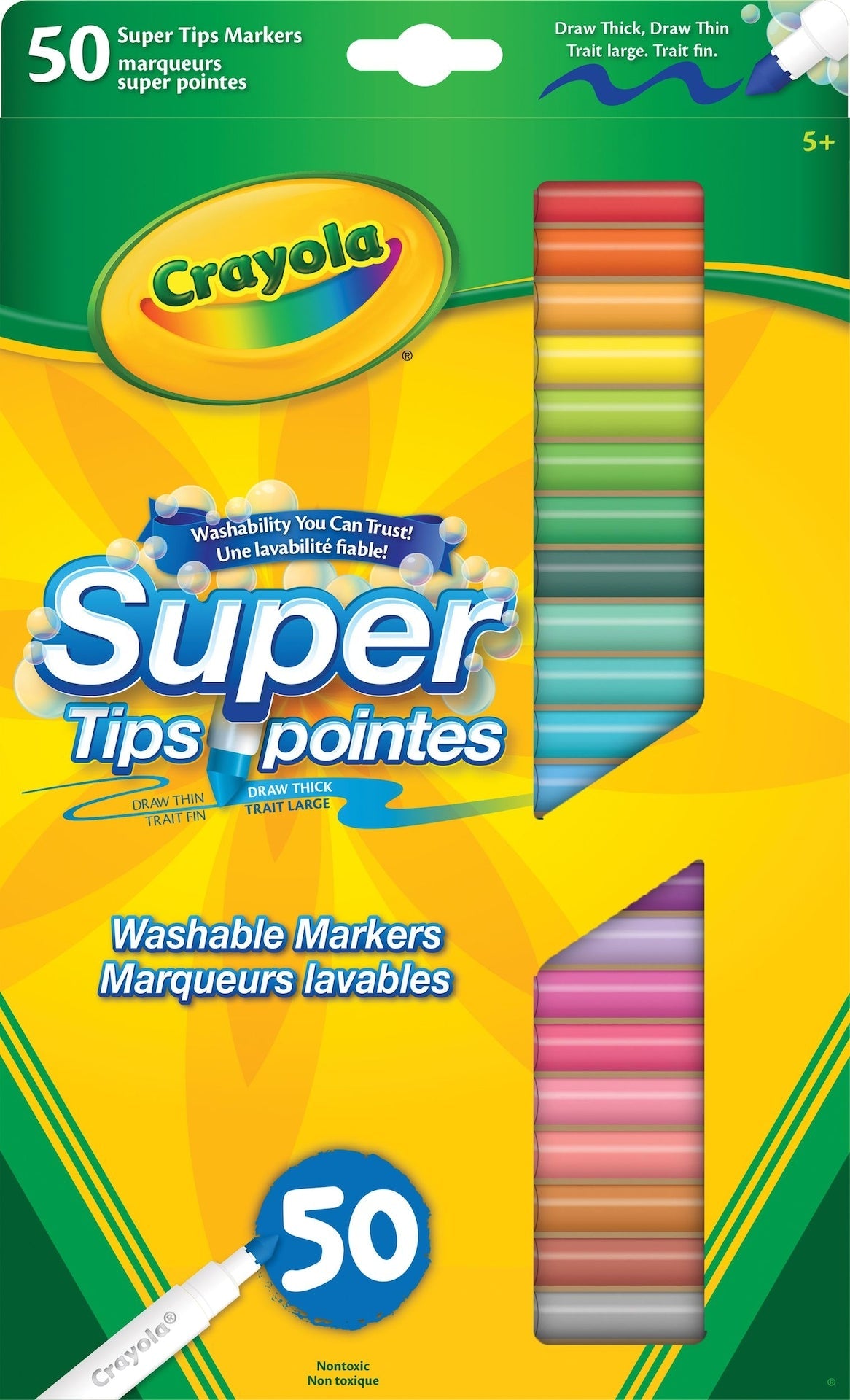 Super Tips Washable Markers, 50 Pieces, Multicolour