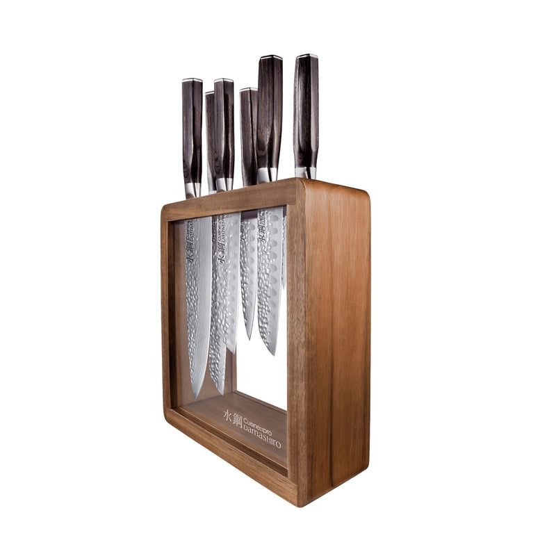 PRO DAMASHIRO MOKUZAI 7PC KNIFE BLOCK E4732