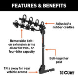 18030 2-Bike To 4-Bike Two Arm Hitch Mount Bike Rack, Fits 1-1/4, 2-in Receiver, Black