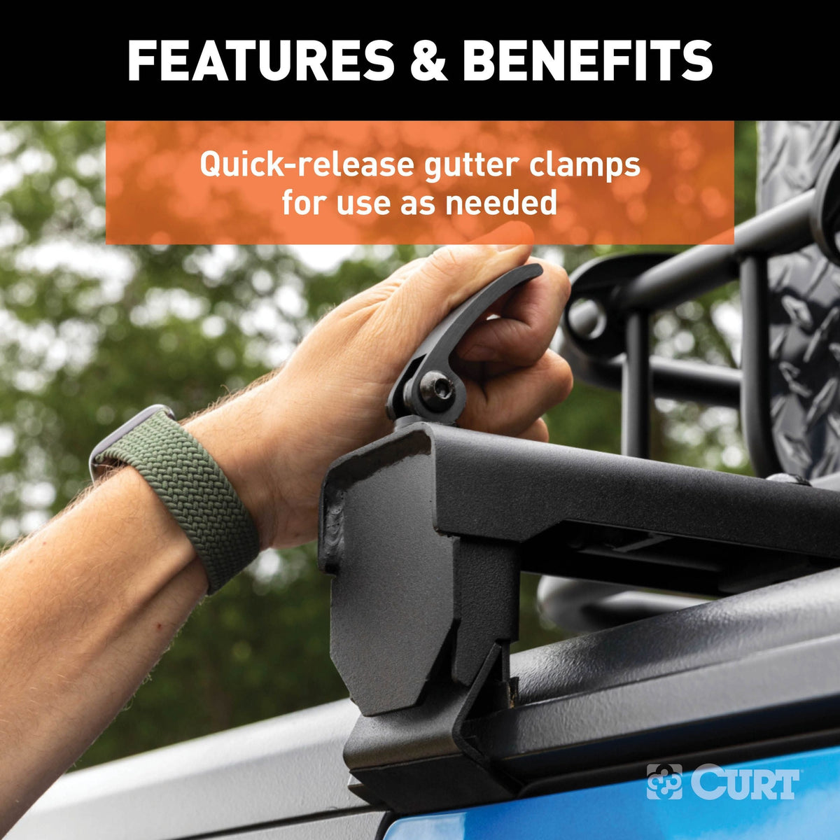 18119 Quick-Release Roof Rack Crossbars, Black Steel, Select Wrangler JK