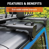 18119 Quick-Release Roof Rack Crossbars, Black Steel, Select Wrangler JK