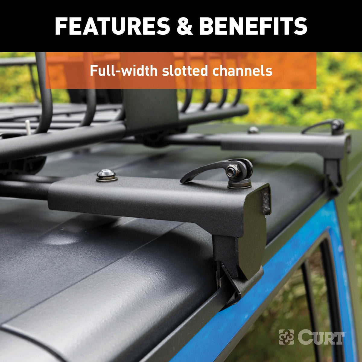 18119 Quick-Release Roof Rack Crossbars, Black Steel, Select Wrangler JK