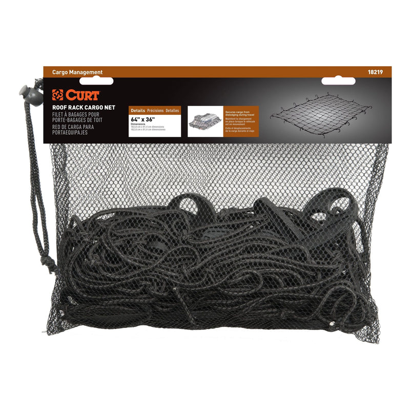 18219 Elastic Cargo Net with Hooks for Extended Roof Basket, 64 x 36-in I5573