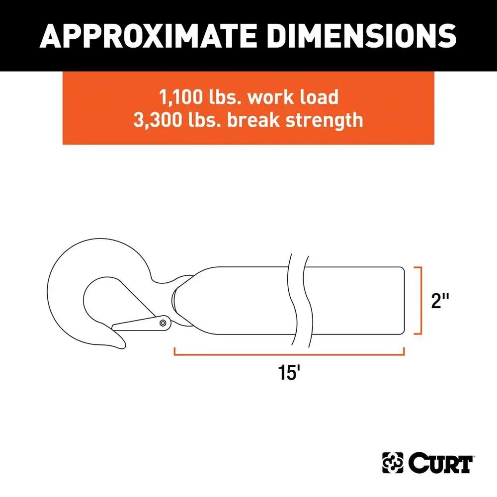 29450 15-ft Winch Strap with Snap Hook (1,100-lb)