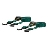 83015 Cargo Straps with S-Hooks, Dark Green, 300-lb, 15-ft, 2-pk