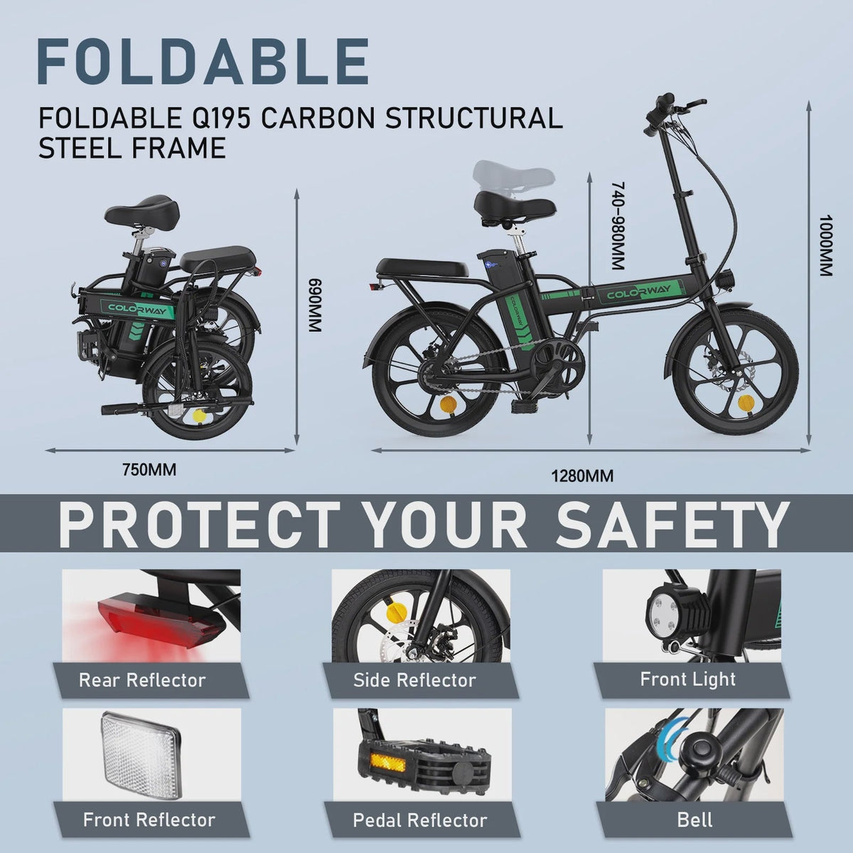 COLORWAY Electric Bike,500W/10.4Ah/36V Removable Battery E Bike, Electric Foldable Pedal Assist E-Bicycle,19.9MPH Bicycle for Teenager and Adults...