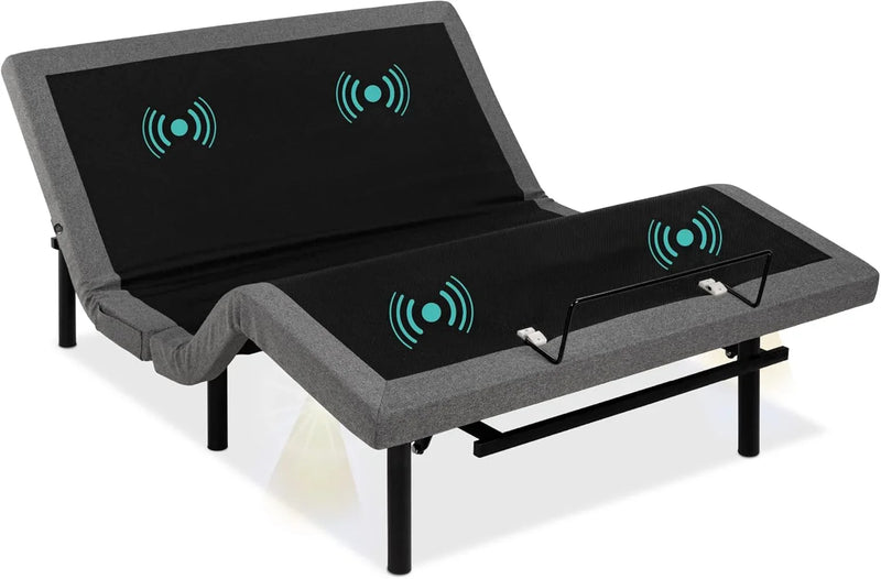 Ergonomic Twin XL Size Adjustable Bed Frame, Electric Base w/Wireless Remote Control, Nightlight, Massager, 2 USB Ports W166