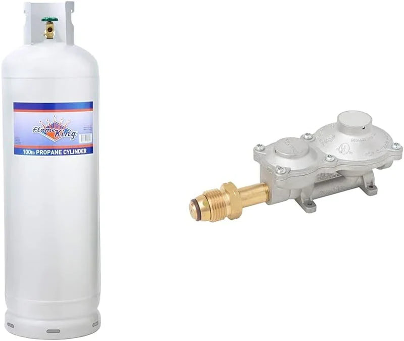 Steel Propane Tank Cylinder with POL Valve and Collar, Great for Mixed Heating Systems, Home fireplaces, Dryers and Grills-Flame King L1515