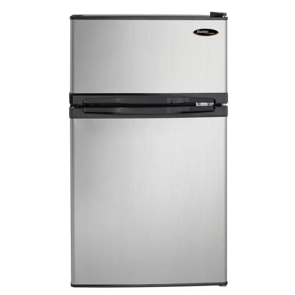 Danby Designer 3.1 cu. ft. Dual Door Compact Fridge with Freezer in Stainless-steel Look K424